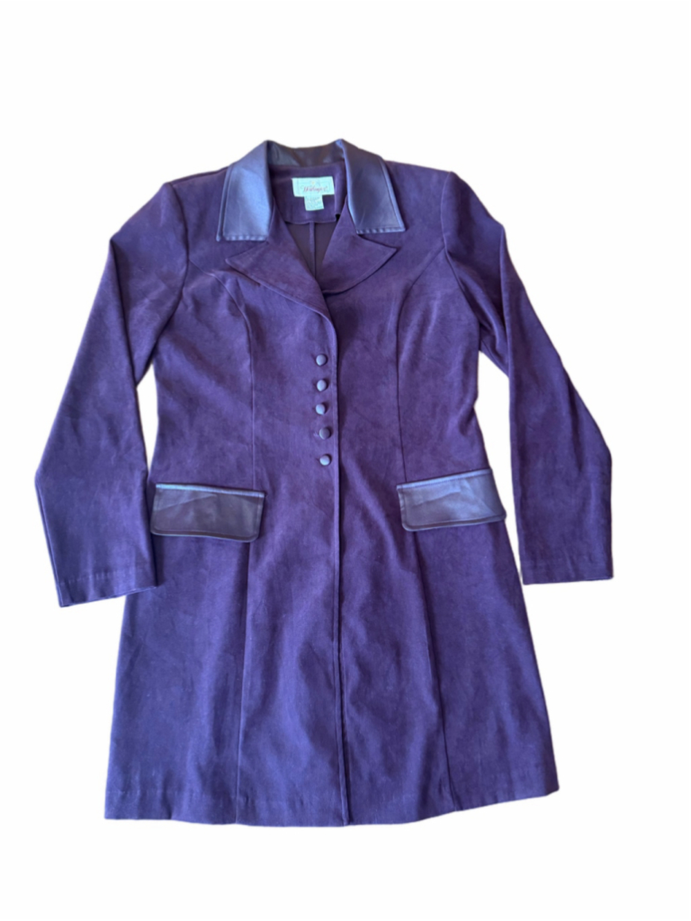 Worthington vintage Blazer Jacket Size 8 Purple suede with Faux leather trim